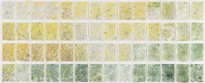 5.박형진, 개나리 동산 Garden of Korean forsythia,156cm x 378cm,모눈종이에 채색,Coloring on grain paper,2021