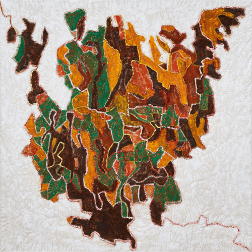 고근호, 섬 박쥐 주머니(Bat Pouch Island) 2026, crackle medium, oil, on canvas, 140×140cm