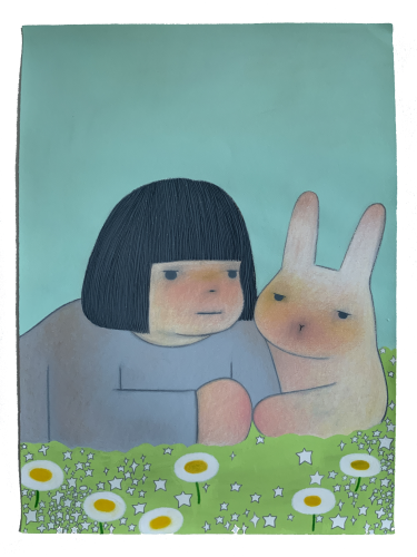 김한나_먼지 기록자의 기록법_2024_76.1x55.8cm_oil pastel, acrylic, colored pencil on paper